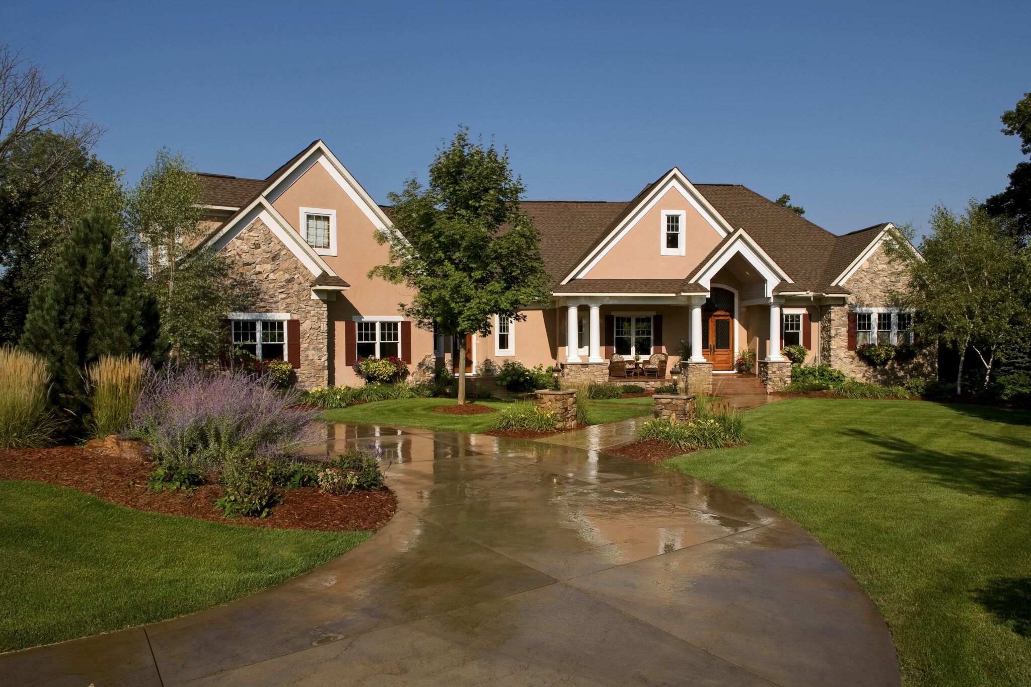 Beautiful suburban home with landscaped garden.