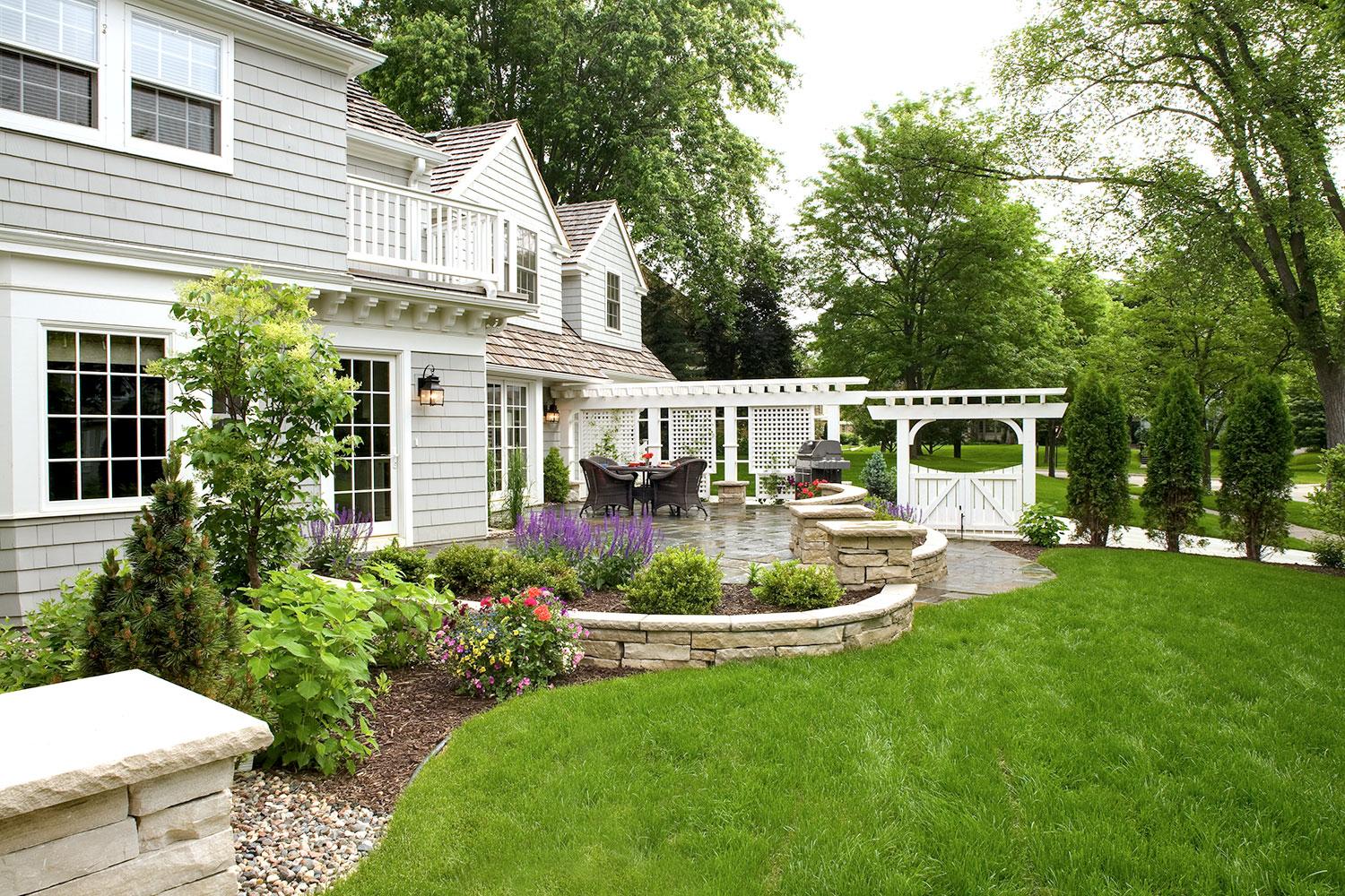Beautiful house with garden and patio furniture