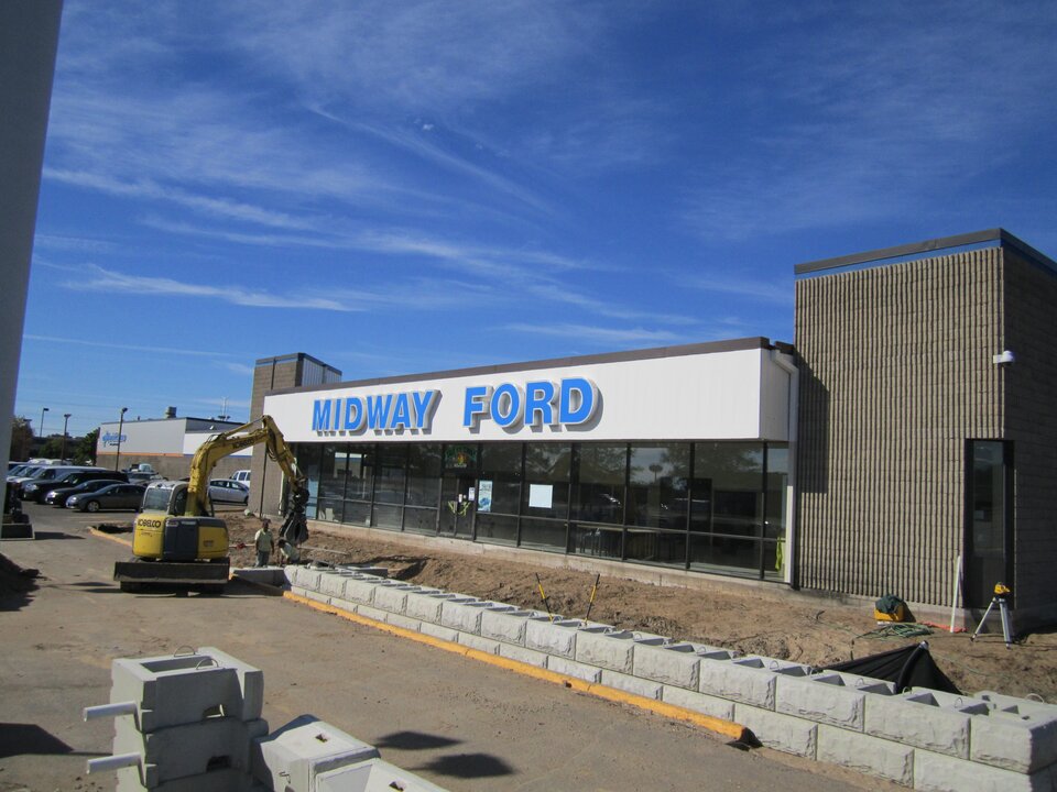 Construction outside Midway Ford dealership