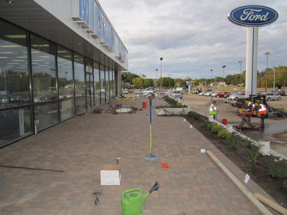 Car dealership exterior under construction