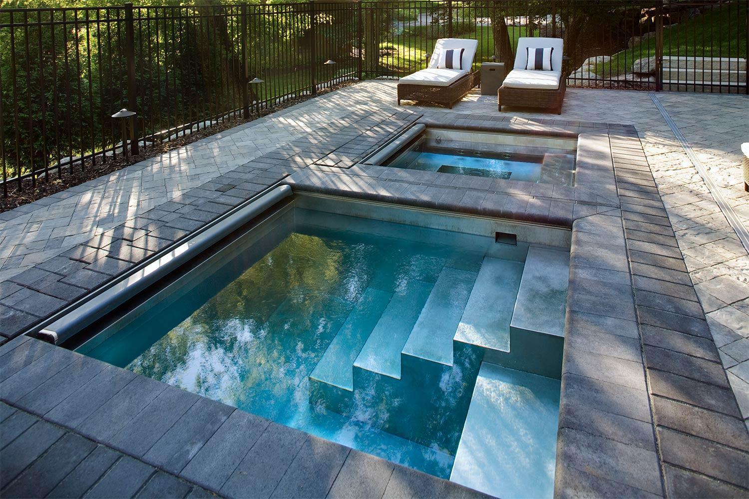 Hot tub and micro pool with automatic covers